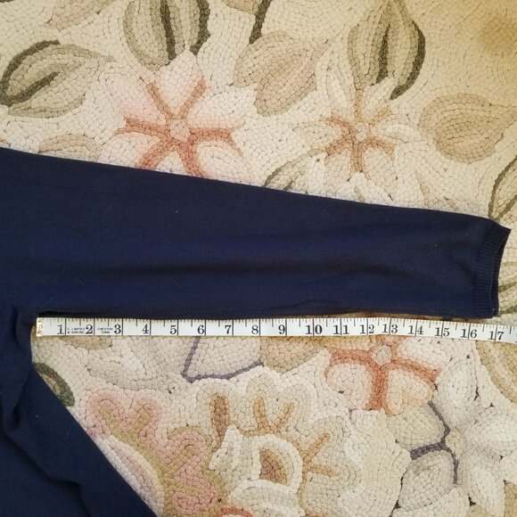 Jones NY Beaded Cardigan Sweater in Deep Navy Blue - Picture 7 of 9